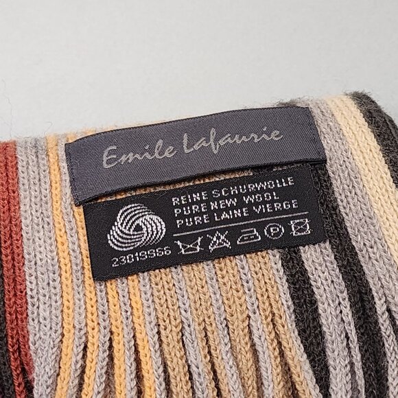 Emile Lafaurie 100% Wool Striped Knit Scarf - Picture 2 of 7